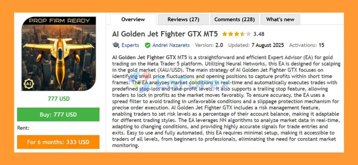 AI Golden Jet Fighter GTX MT5 Overview