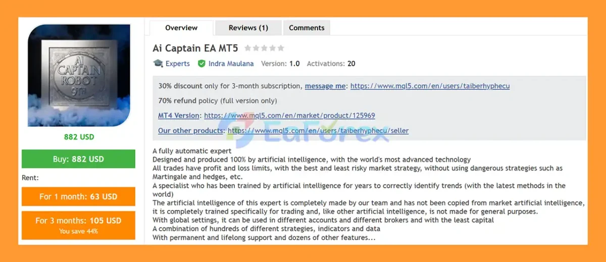 Ai Captain EA MT5 Overview