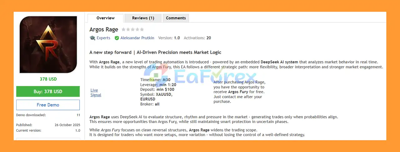 Argos Rage for MT5 Overview