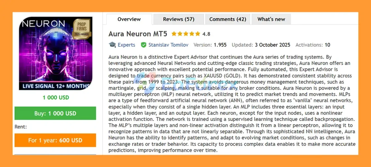 Aura Neuron EA MT5 Overview