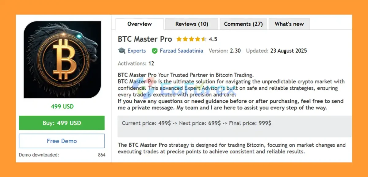 BTC Master Pro MT5 Overview