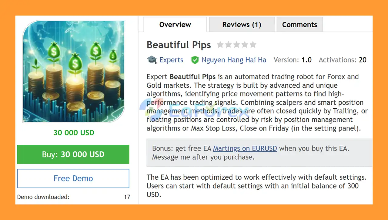 Beautiful Pips EA MT4 Overview