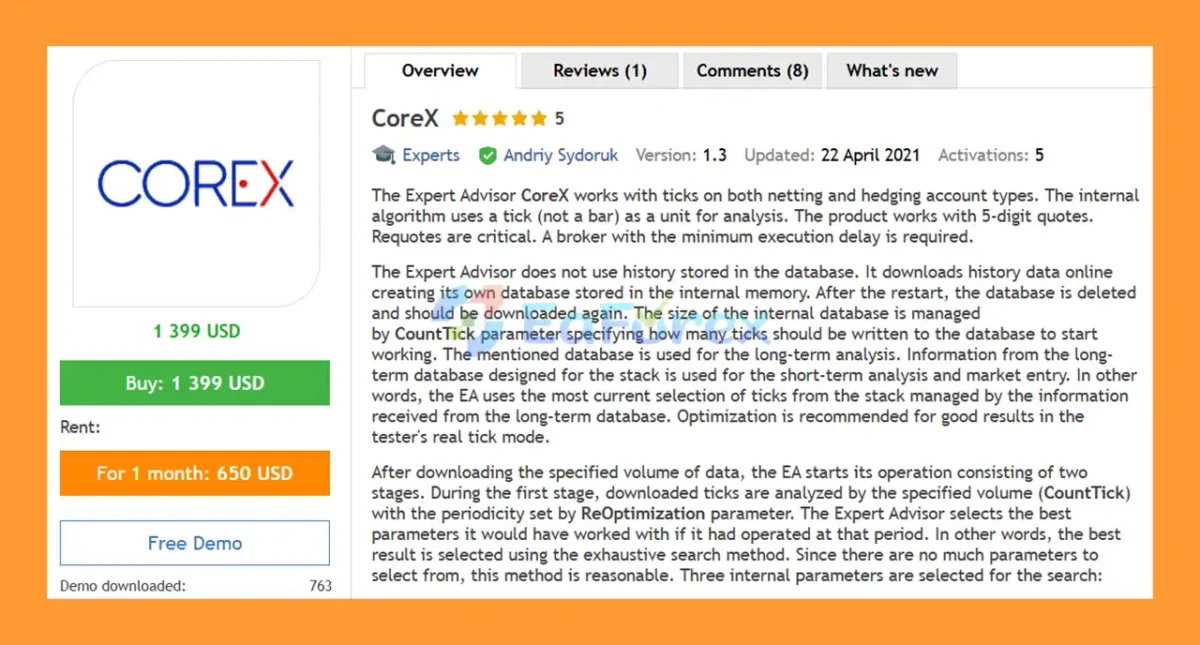 CoreX EA MT5 Overview