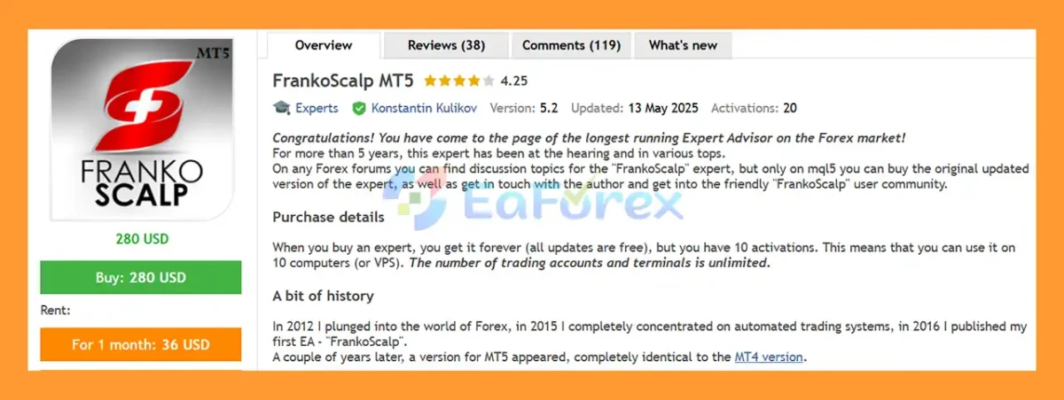 FrankoScalp MT5 Overviews