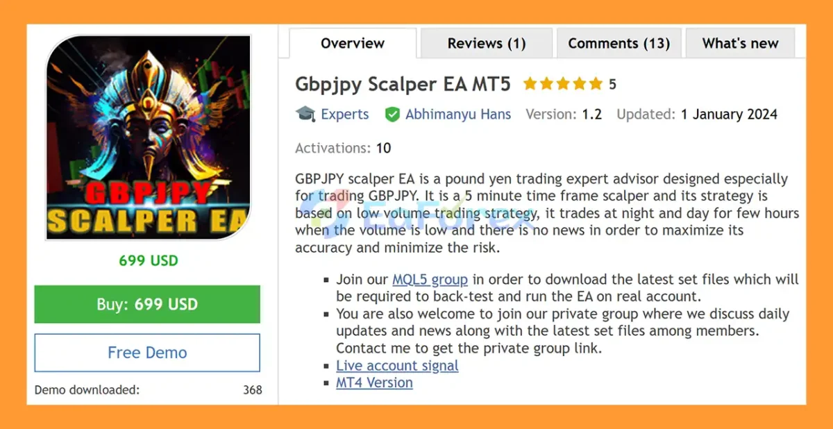 GBPJPY Scalper EA MT5 Overview