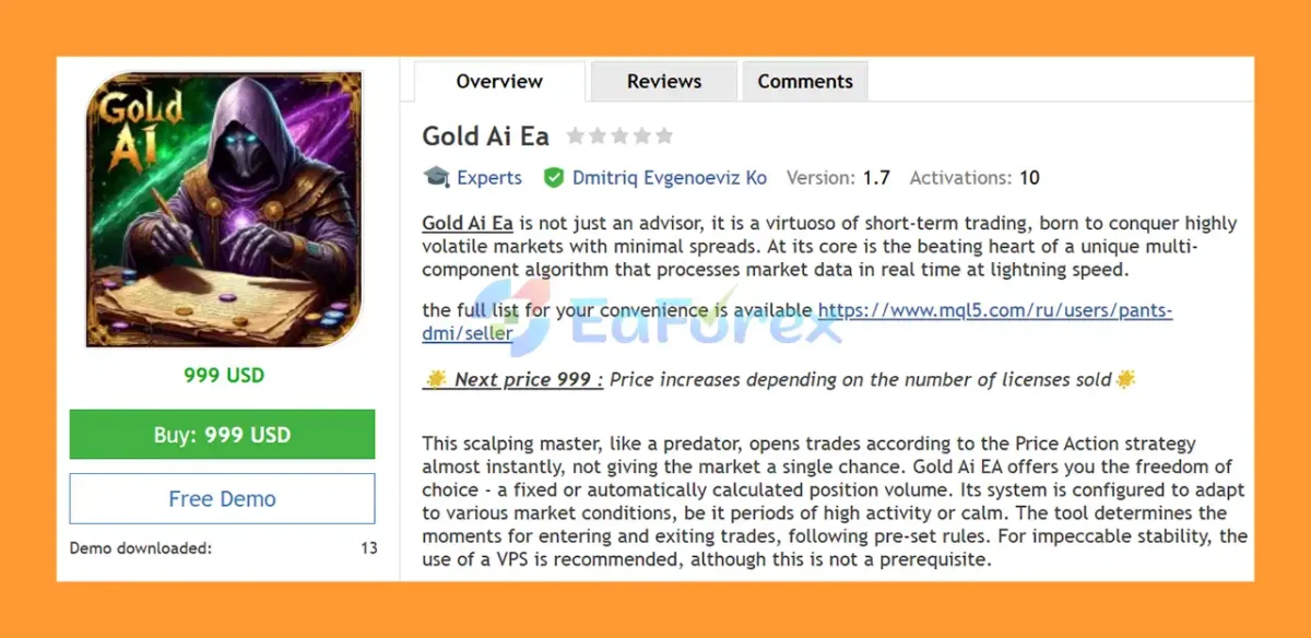 Gold Ai Ea MT4 Overview