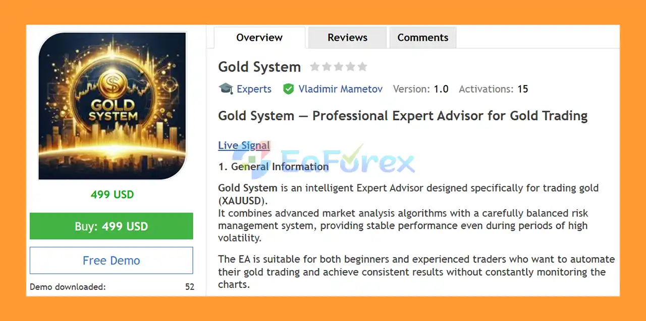Gold System EA MT5 Overview