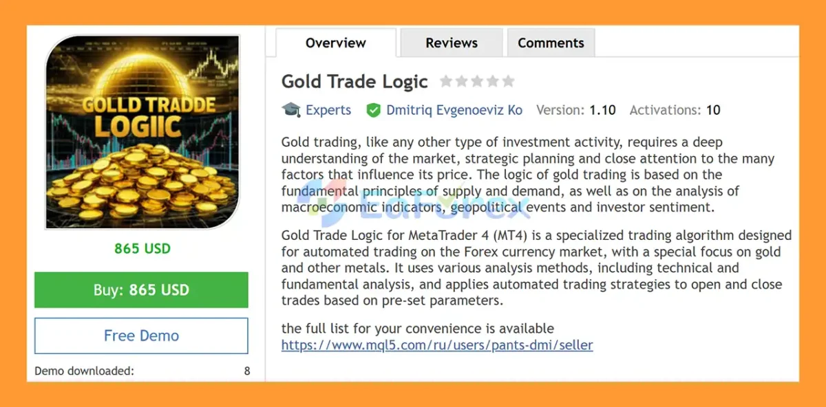 Gold Trade Logic EA MT4 Overview