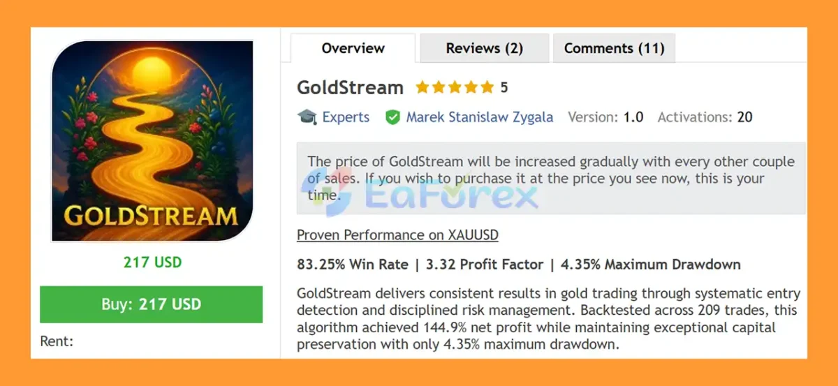 GoldStream EA MT5 Overviews