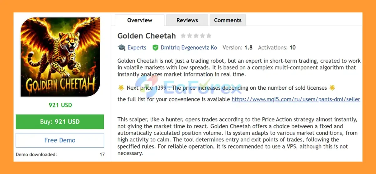 Golden Cheetah EA MT4 Overview