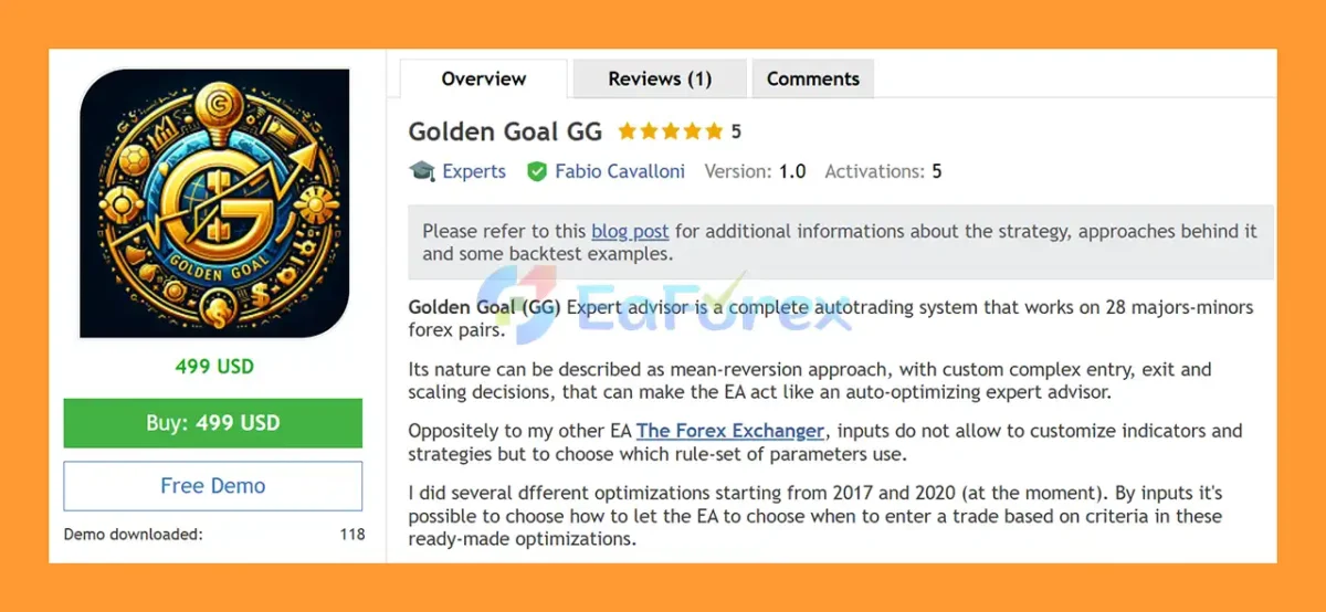 Golden Goal GG EA MT5 Overview