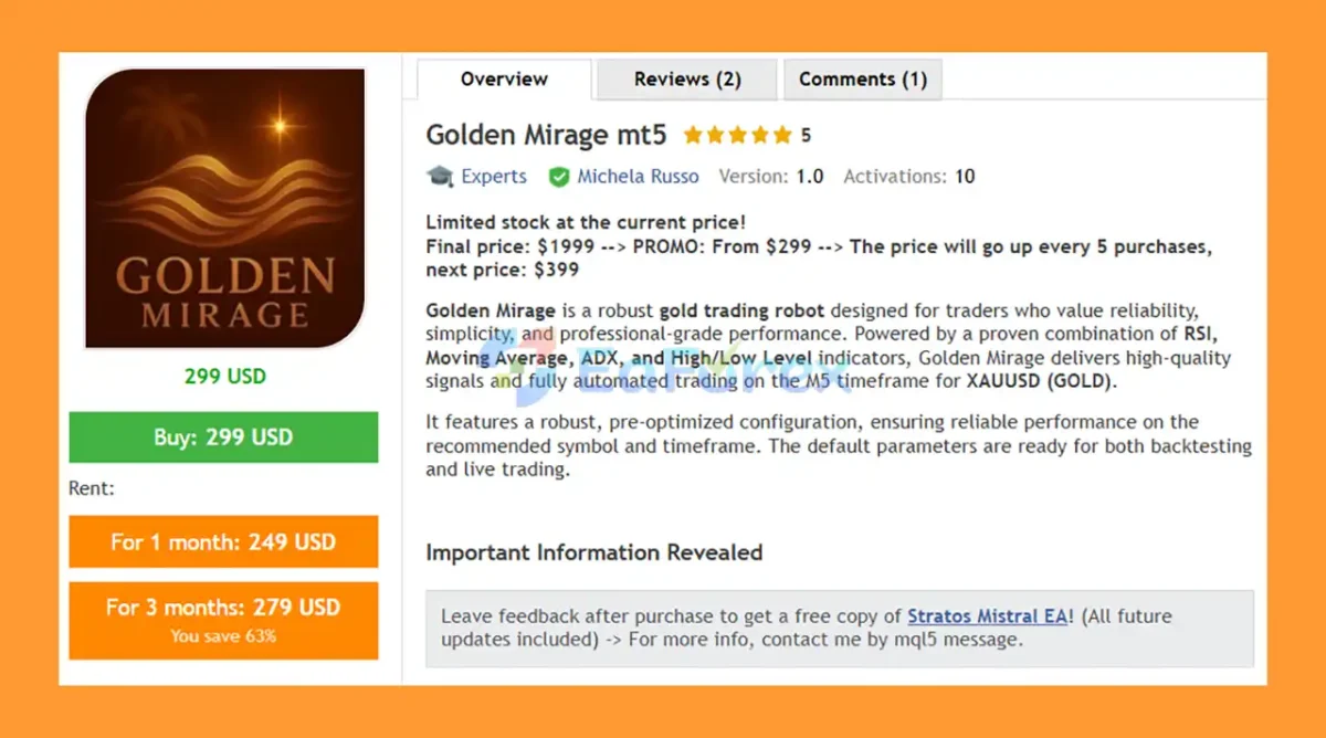 Golden Mirage MT5 Overviews