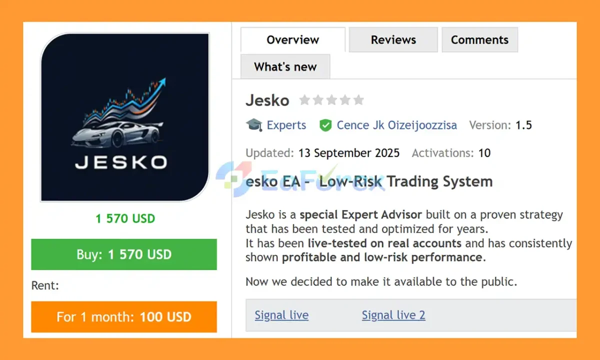 Jesko EA MT4 overiew