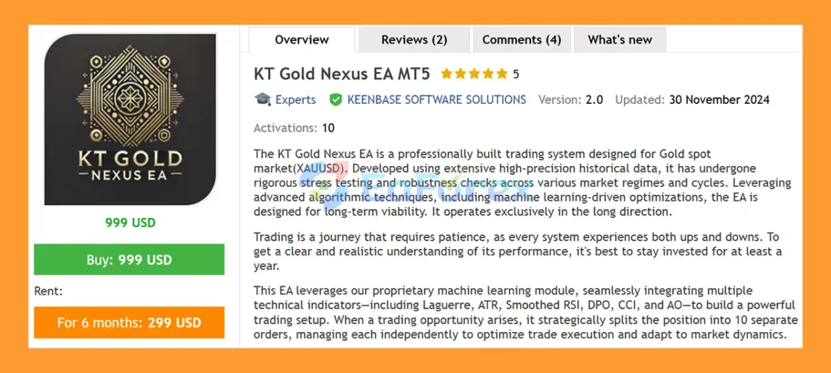 KT Gold Nexus EA overiew