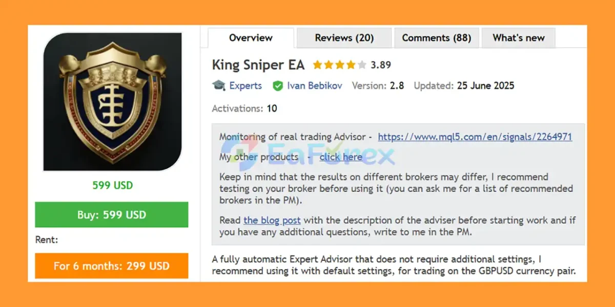King Sniper EA MT5 Overview