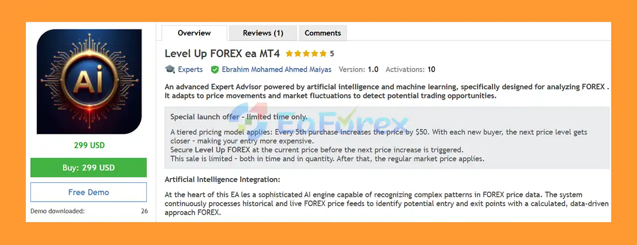 Level Up FOREX EA MT4 Overview