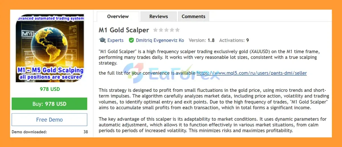 M1 Gold Scalper EA MT4 Overview
