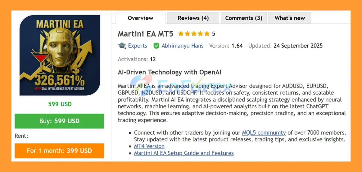 Martini EA MT5 Overview