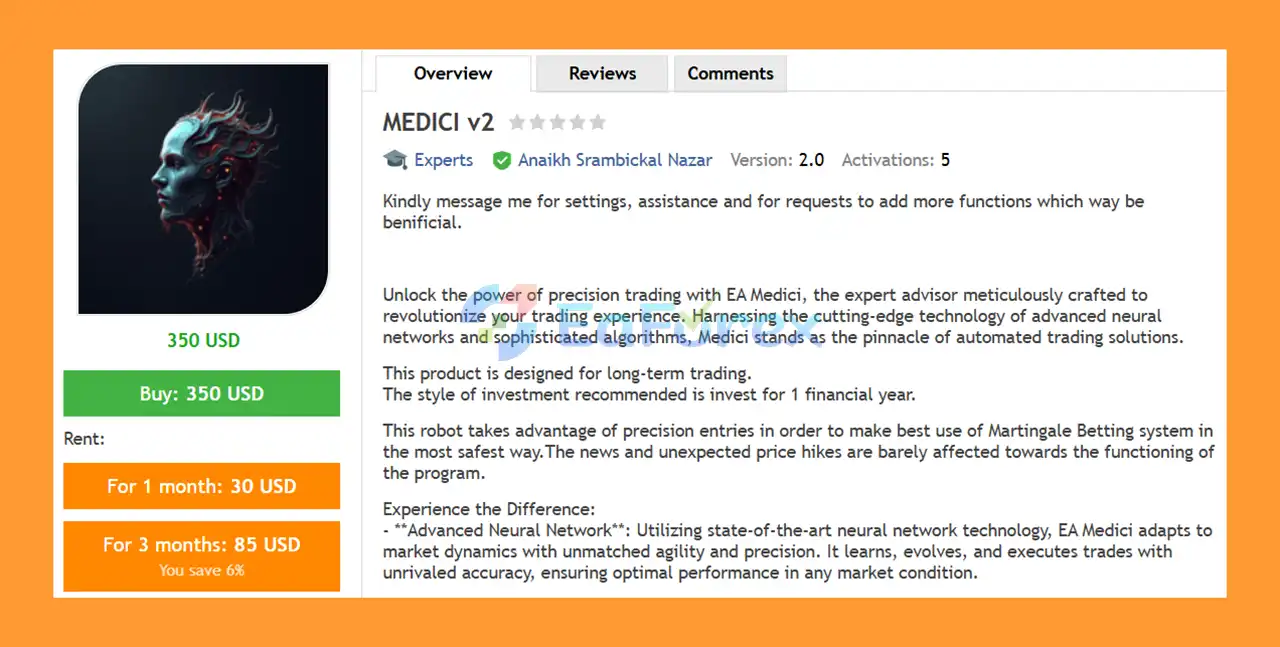 Medici EA MT4 oveview