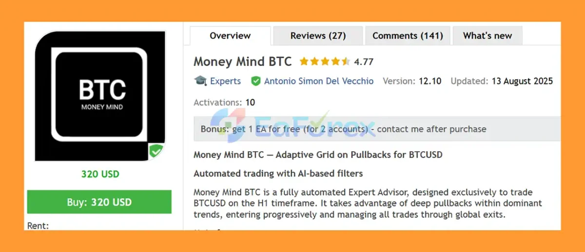 Money Mind BTC EA mt5 Overview