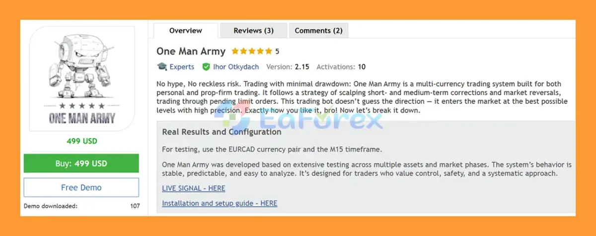 One Man Army MT5 Overview