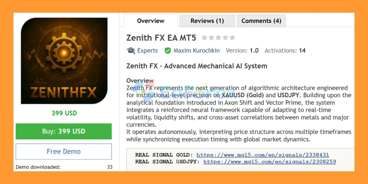 Zenith FX EA MT5 Overview
