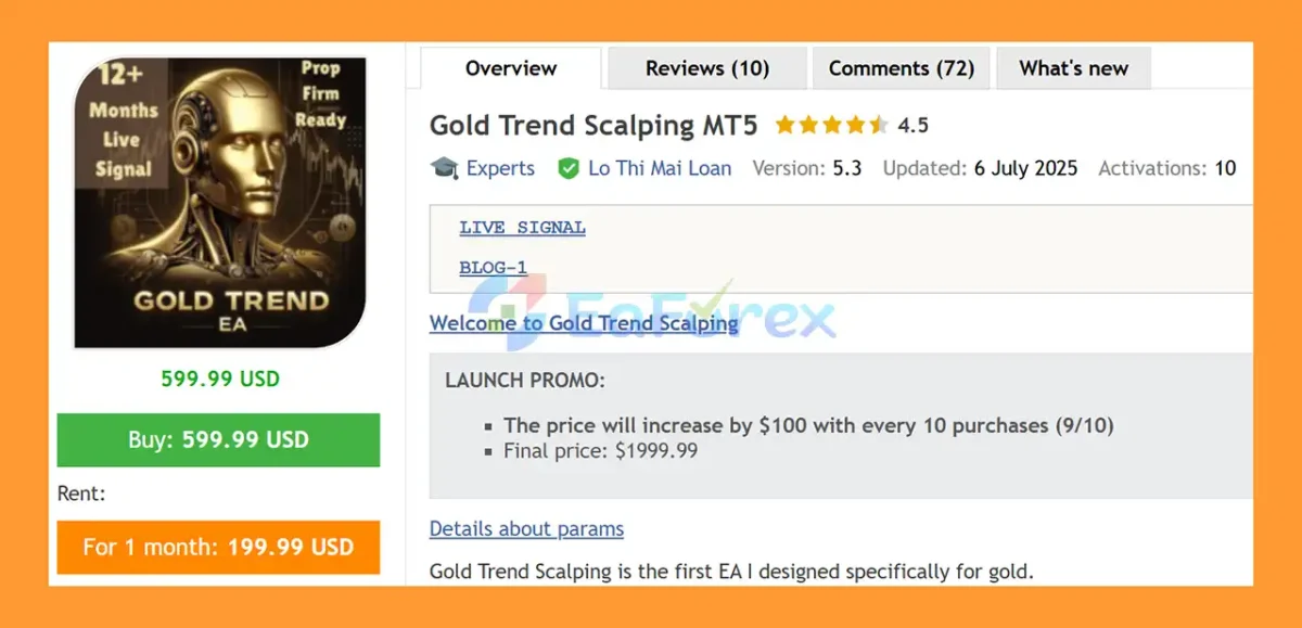 Gold Trend Scalping MT5 Overview