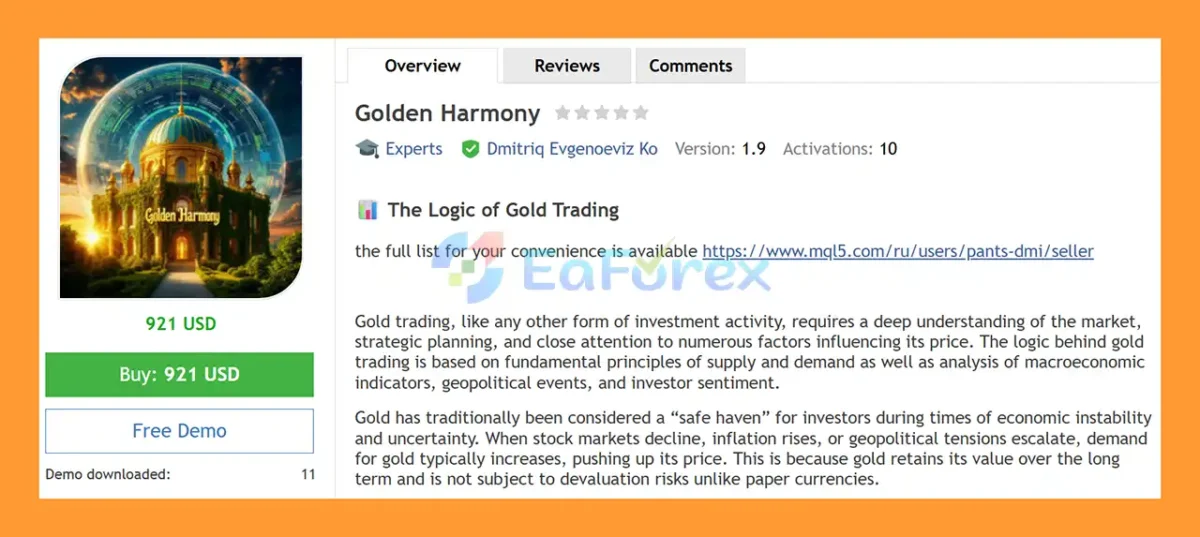 Golden Harmony EA MT4 Overview
