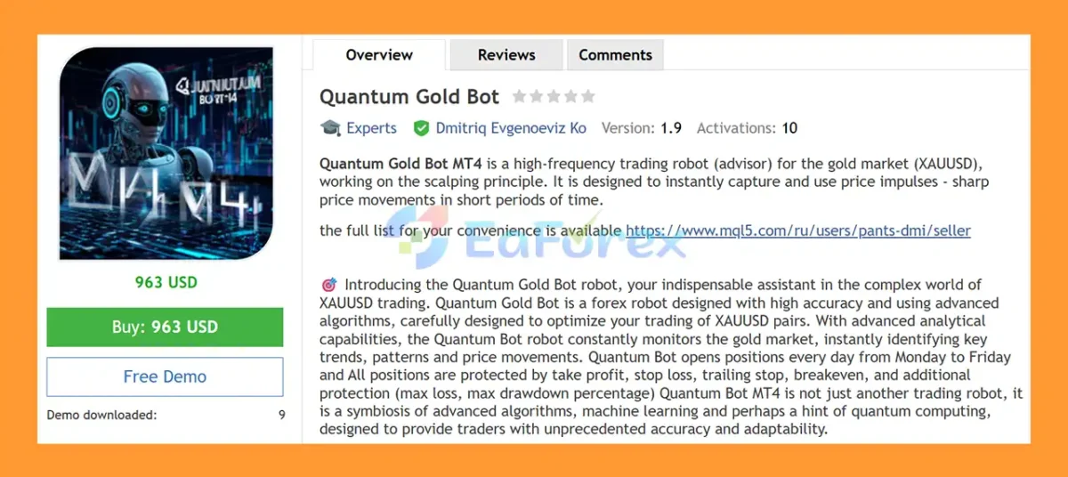Quantum Gold Bot MT4 Overview