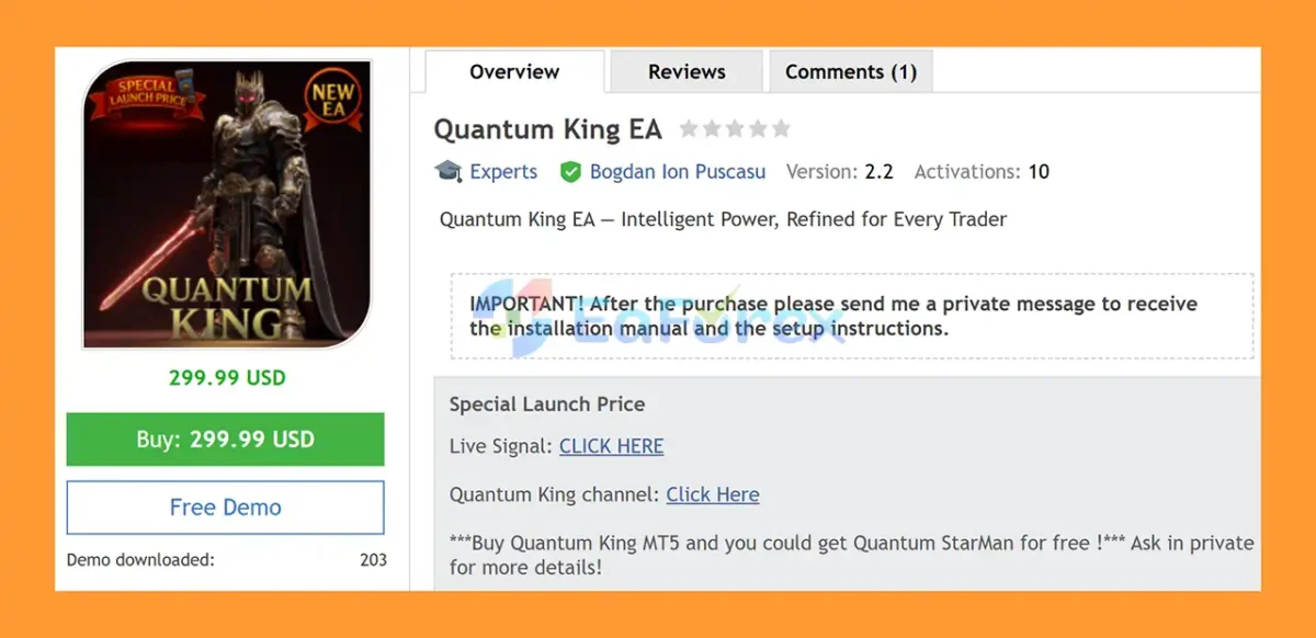 Quantum King EA MT5 overview