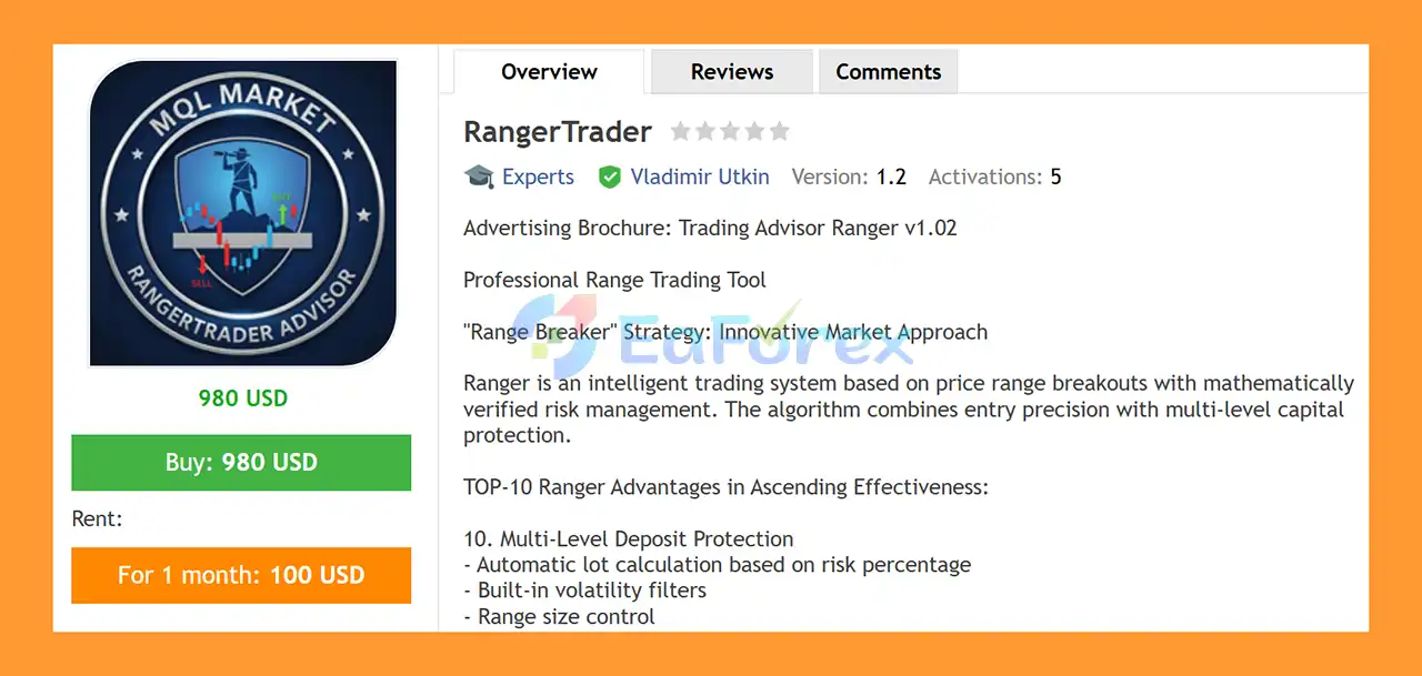 RangerTrader EA MT5 Overview