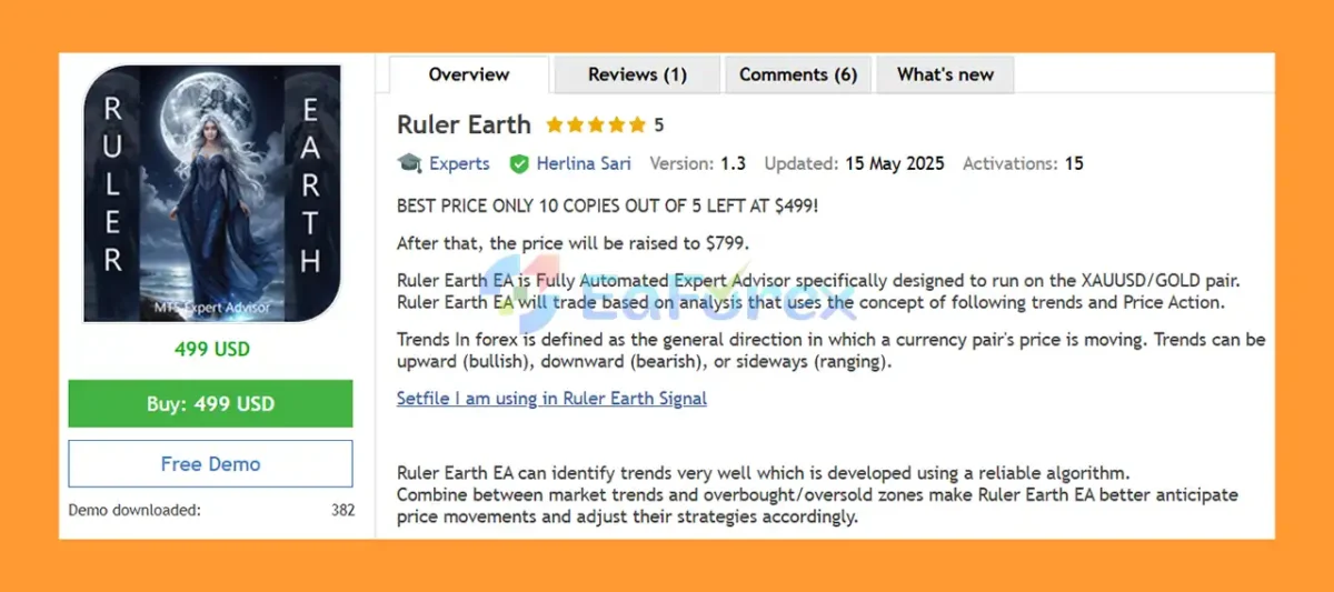 Ruler Earth EA MT5 Overview