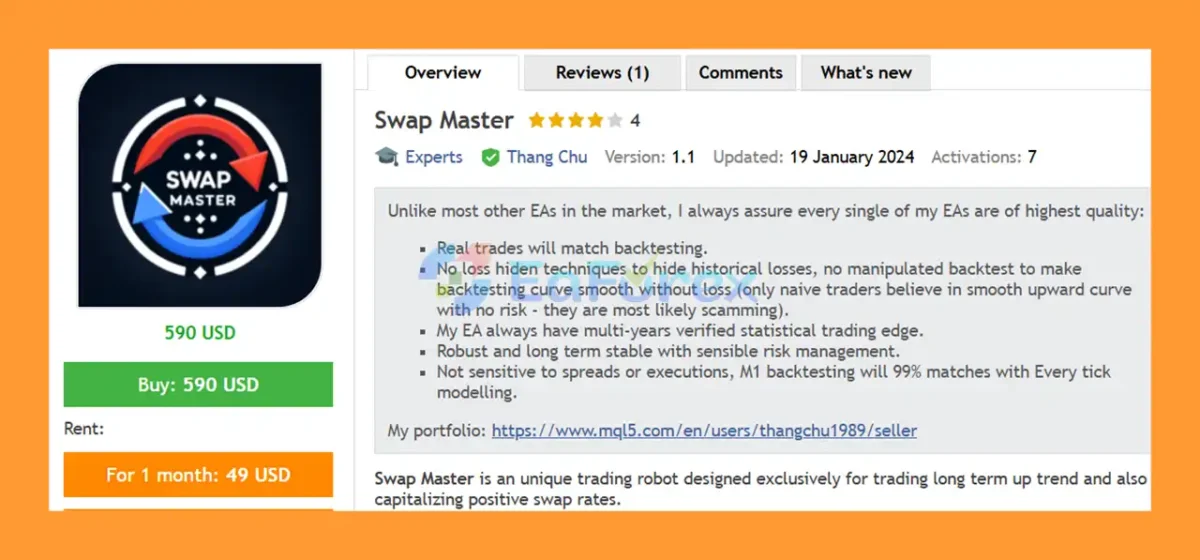 Swap Master EA MT5 Overview