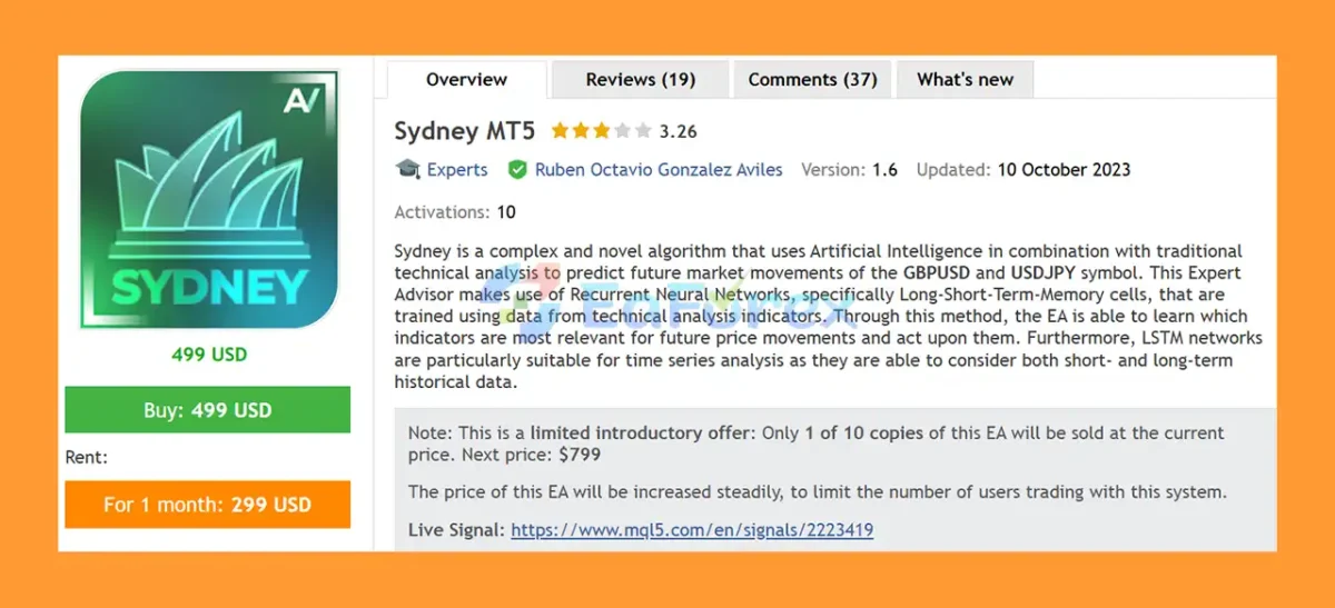 Sydney MT5 Overview