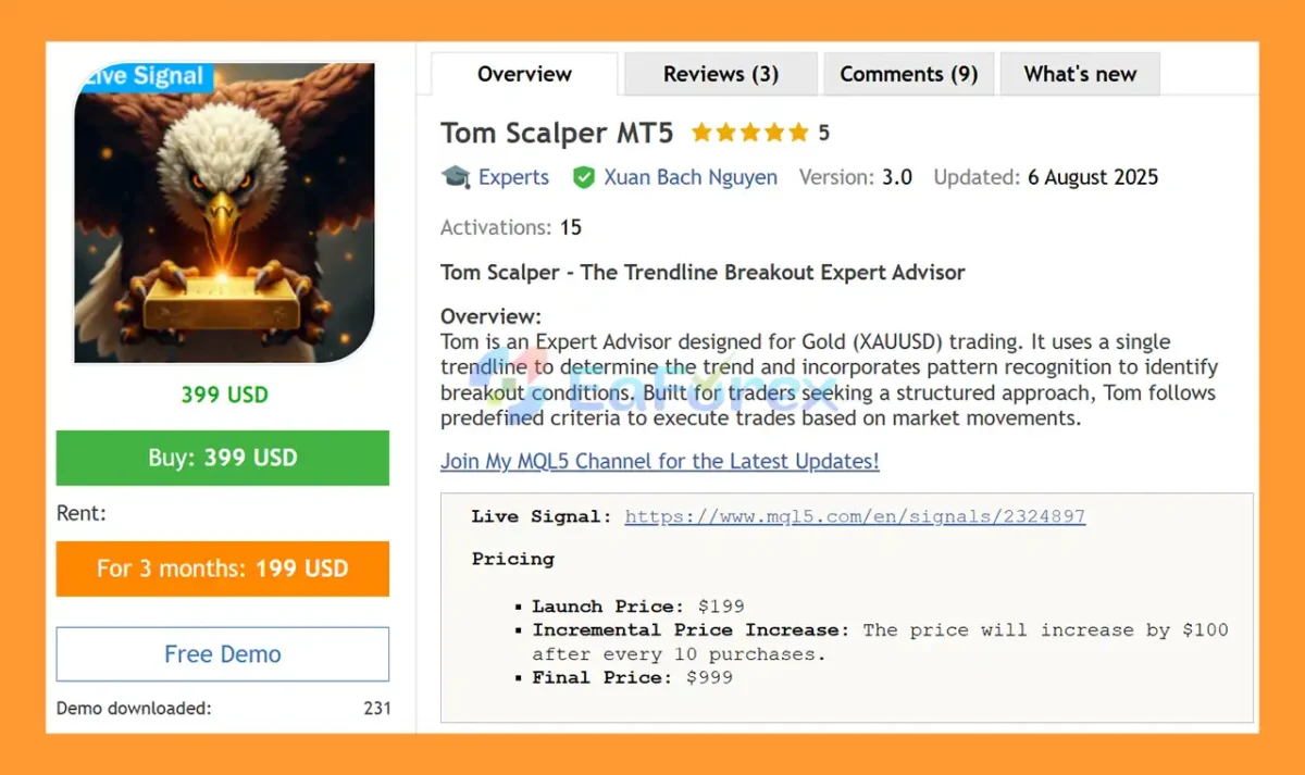 Tom Scalper MT5 Overview