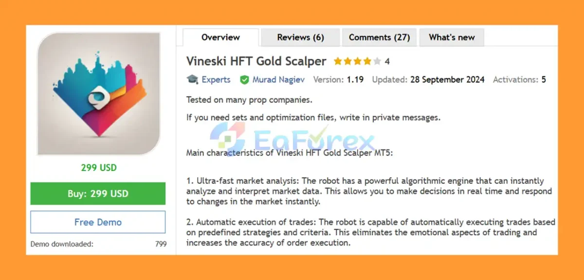 Vineski HFT Gold Scalper Overview