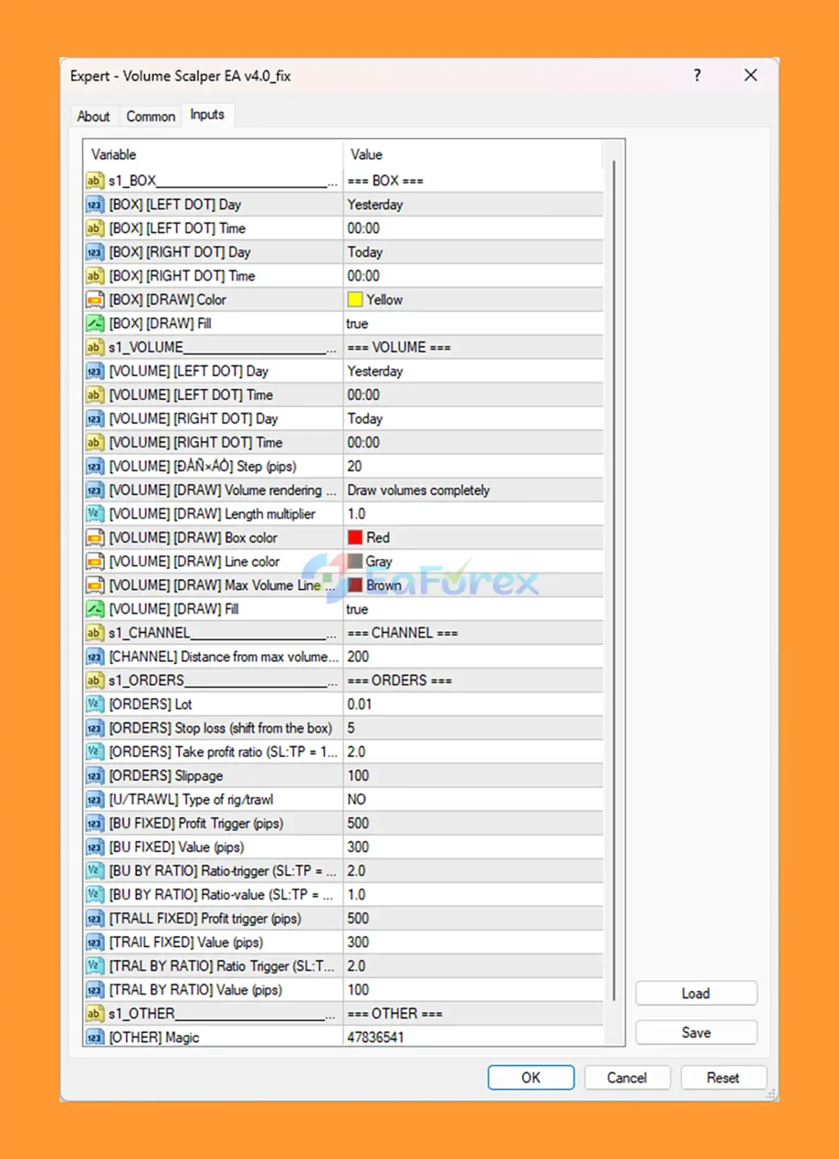 Volume Scalper EA MT4 setting