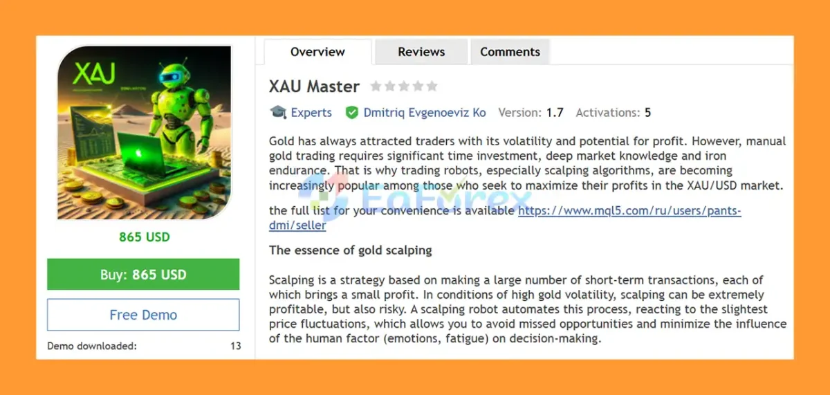 XAU Master EA MT4 Overview