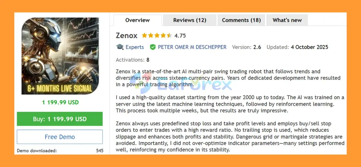Zenox EA MT5 Overview