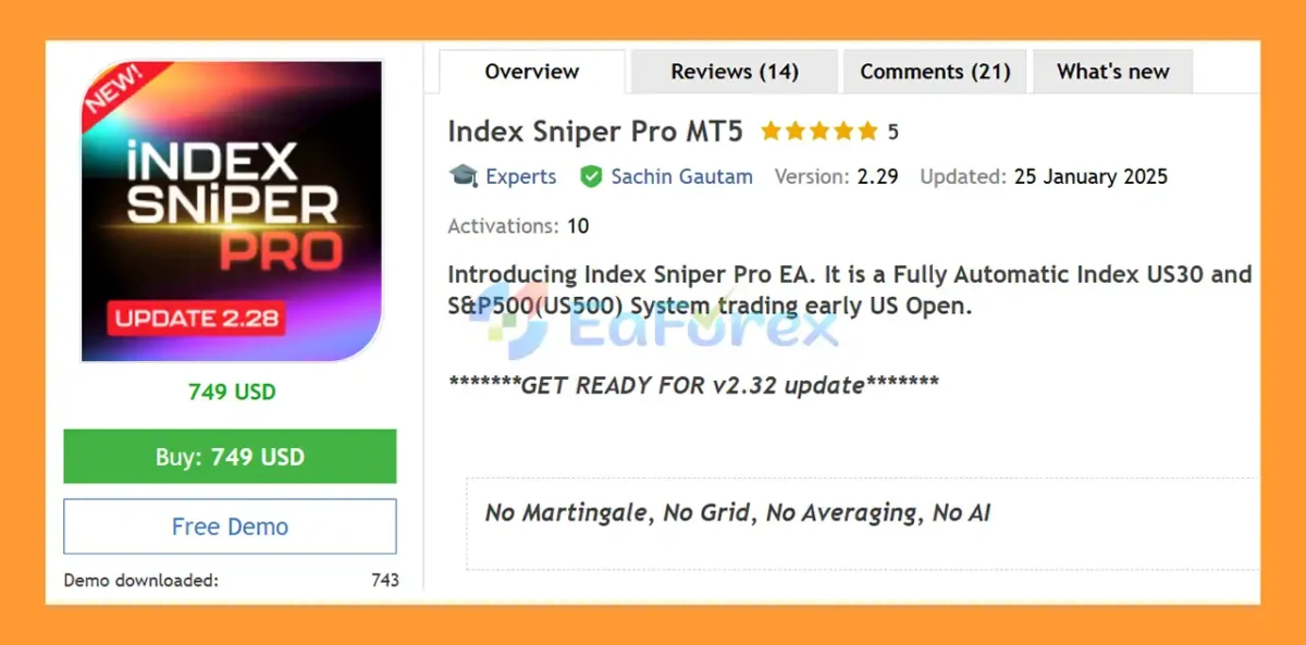 Index Sniper Pro EA overview