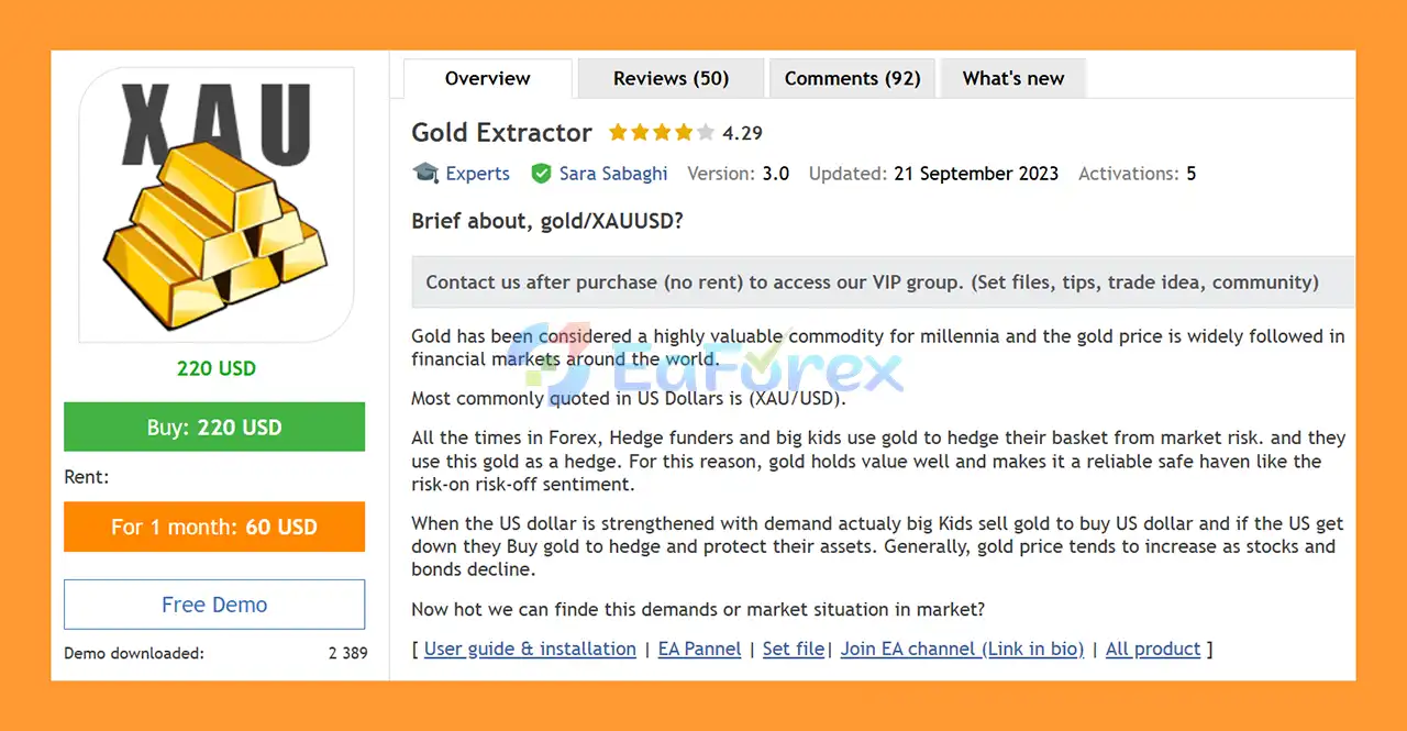 Gold Extractor MT4 Overview