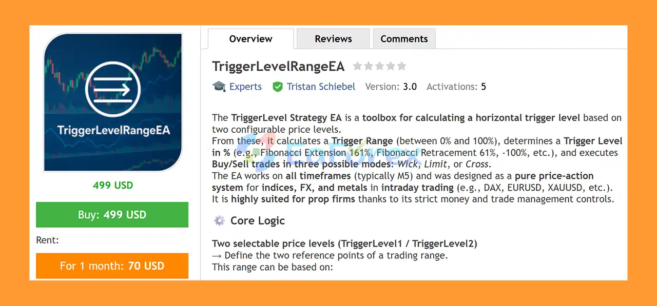 TriggerLevelRangeEA MT5 Overview
