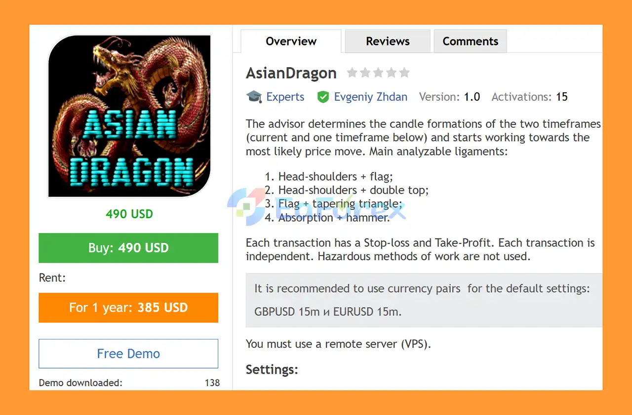 AsianDragon EA MT4 Overview