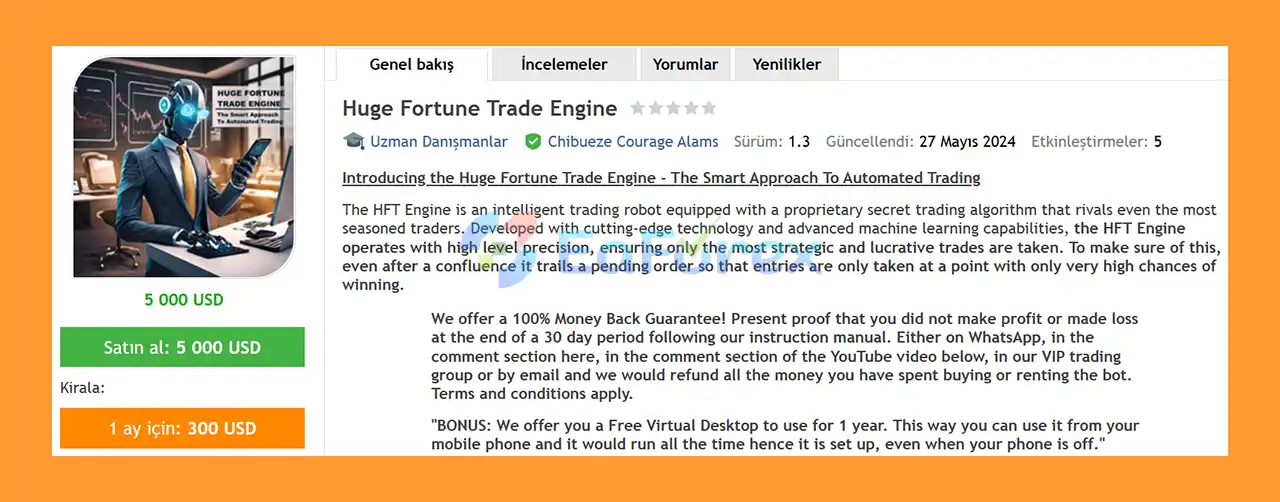 Huge Fortune Trade Engine MT4 Overview