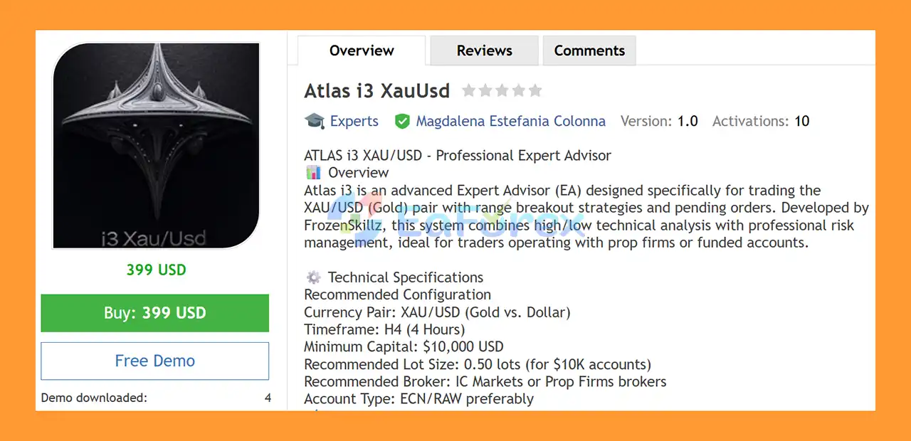 Atlas i3 XauUsd MT5 Overview