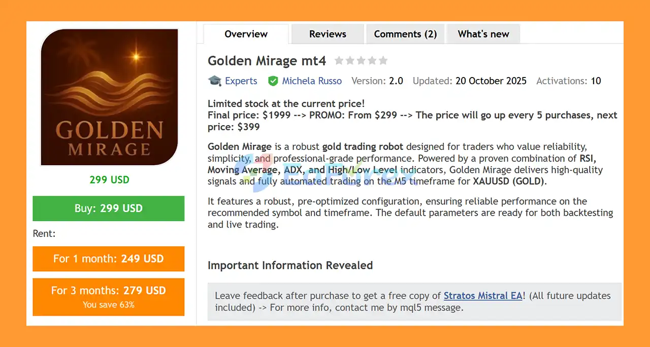 Golden Mirage EA MT4 Overview