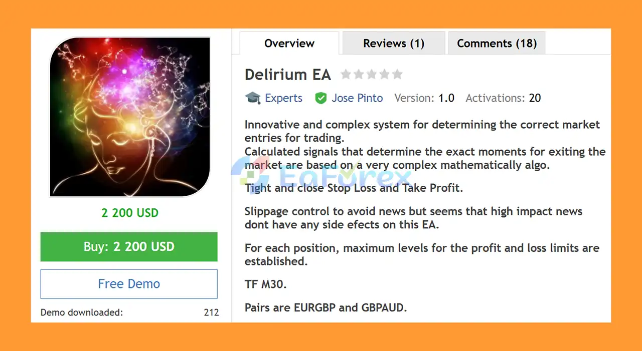 Delirium EA MT4 Overview