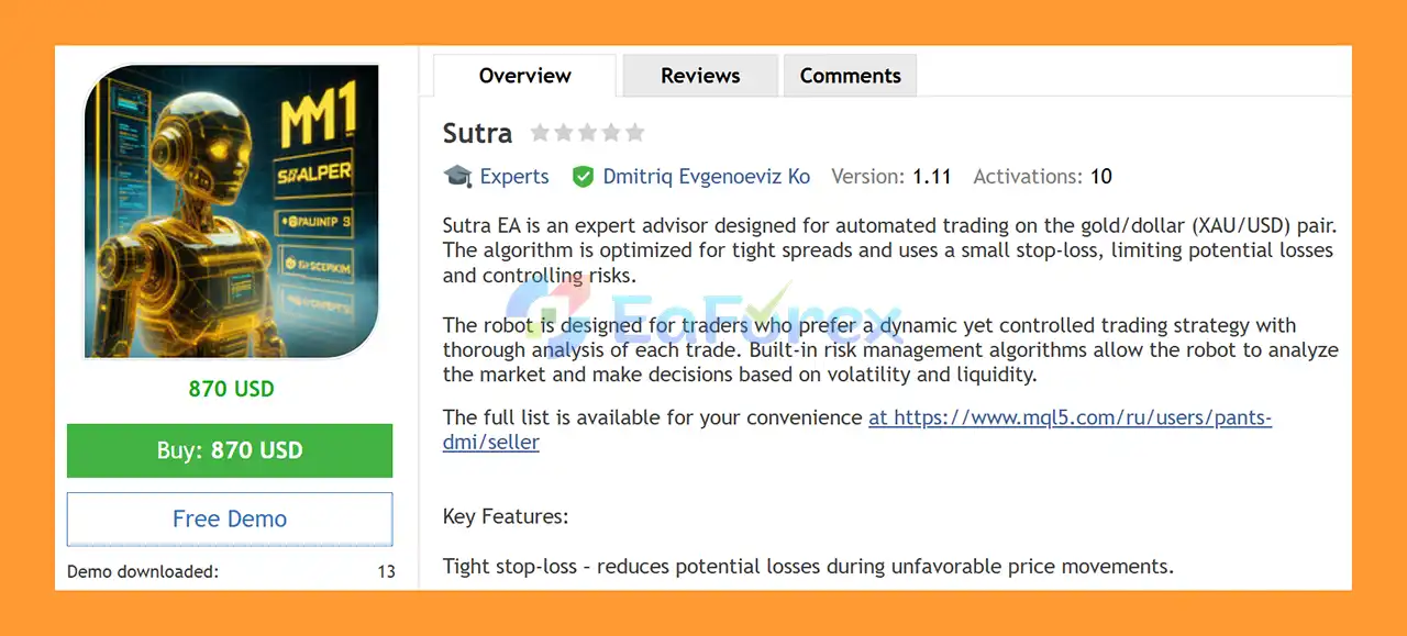 Sutra EA MT4 Overview