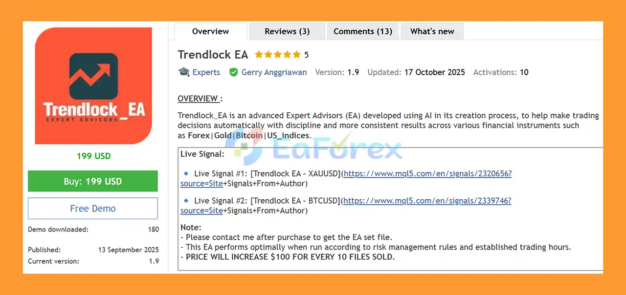Trendlock EA MT5 Overview
