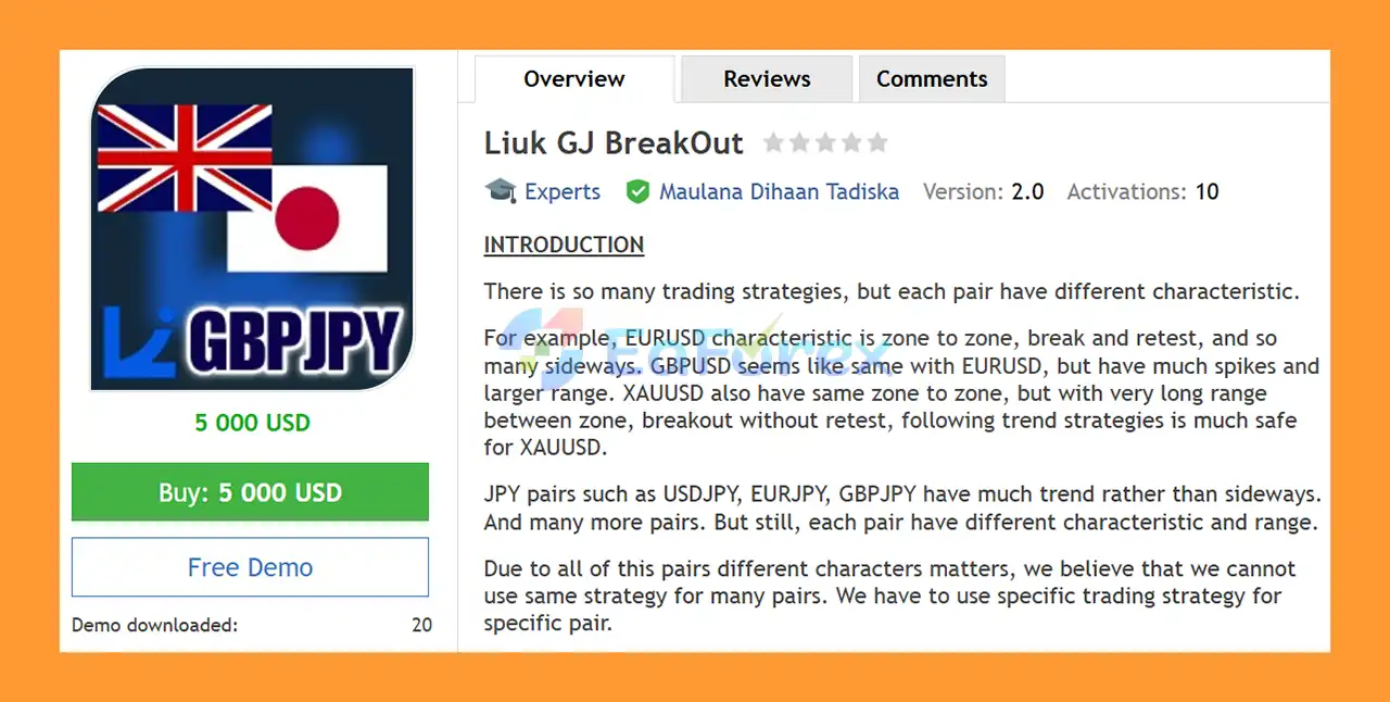 Liuk GJ BreakOut EA MT4 Overview